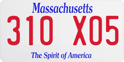 MA license plate 310XO5