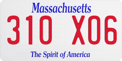 MA license plate 310XO6