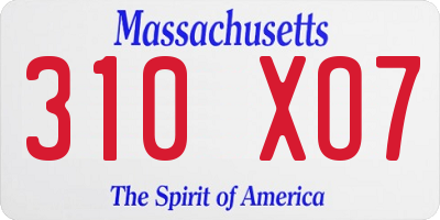 MA license plate 310XO7