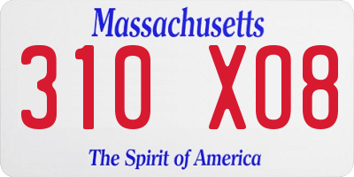 MA license plate 310XO8