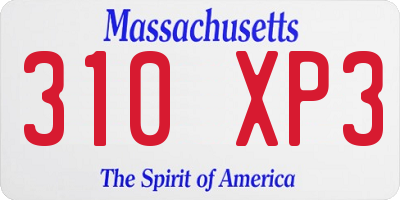 MA license plate 310XP3