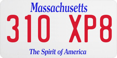 MA license plate 310XP8