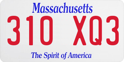 MA license plate 310XQ3