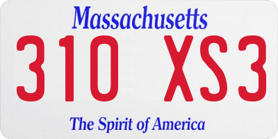 MA license plate 310XS3