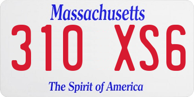 MA license plate 310XS6