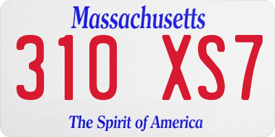MA license plate 310XS7
