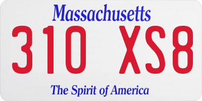 MA license plate 310XS8