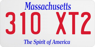 MA license plate 310XT2