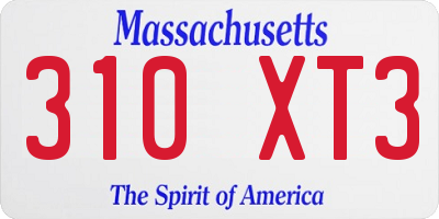 MA license plate 310XT3