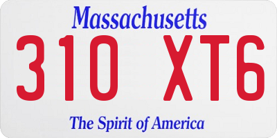 MA license plate 310XT6