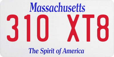 MA license plate 310XT8