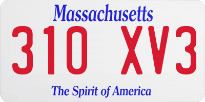 MA license plate 310XV3