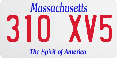 MA license plate 310XV5