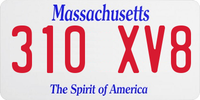 MA license plate 310XV8