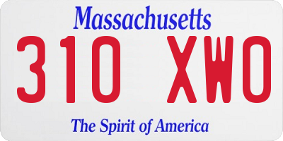 MA license plate 310XW0