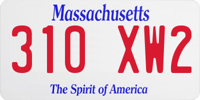 MA license plate 310XW2