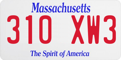 MA license plate 310XW3