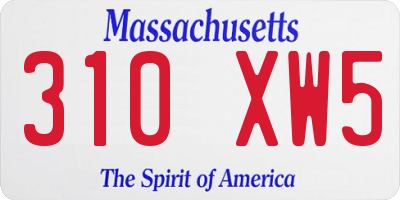 MA license plate 310XW5