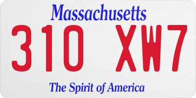MA license plate 310XW7