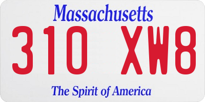 MA license plate 310XW8