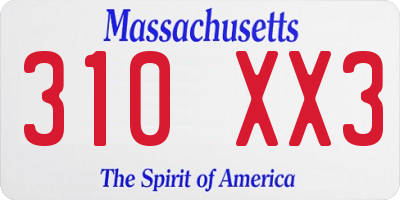 MA license plate 310XX3