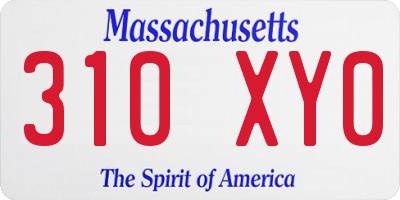 MA license plate 310XY0