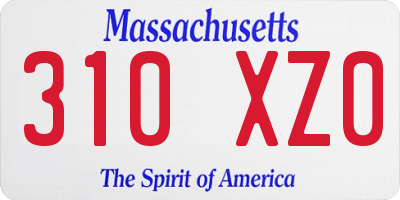 MA license plate 310XZ0