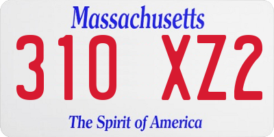 MA license plate 310XZ2