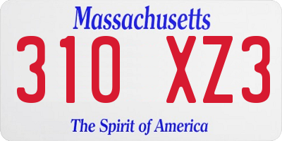 MA license plate 310XZ3