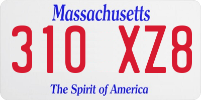 MA license plate 310XZ8