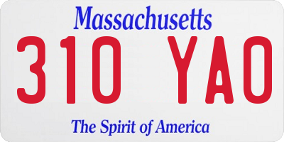 MA license plate 310YA0
