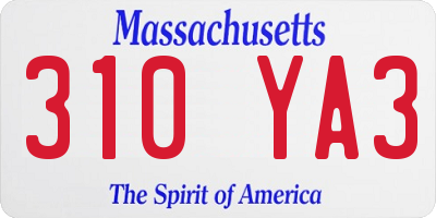 MA license plate 310YA3