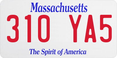 MA license plate 310YA5