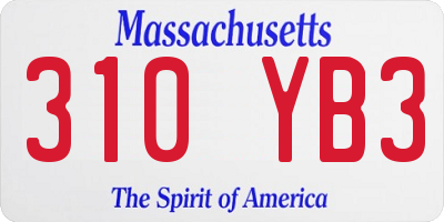MA license plate 310YB3