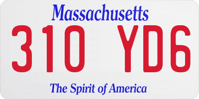 MA license plate 310YD6