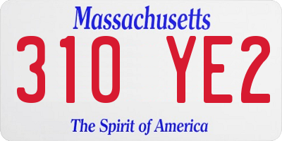 MA license plate 310YE2