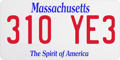 MA license plate 310YE3