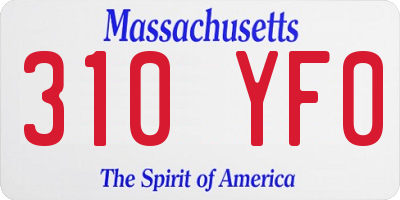 MA license plate 310YF0