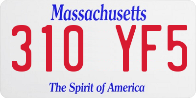 MA license plate 310YF5