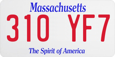 MA license plate 310YF7