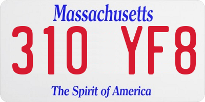 MA license plate 310YF8