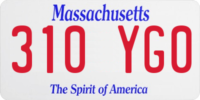 MA license plate 310YG0