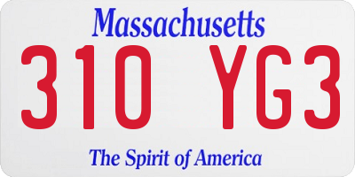 MA license plate 310YG3