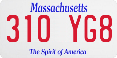 MA license plate 310YG8