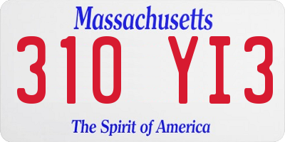 MA license plate 310YI3