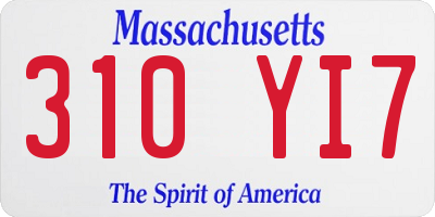 MA license plate 310YI7