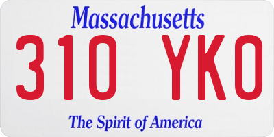 MA license plate 310YK0