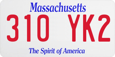 MA license plate 310YK2