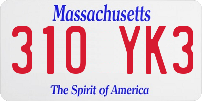 MA license plate 310YK3