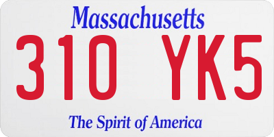 MA license plate 310YK5
